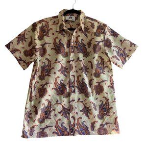 Graceland Presley Print Elvis Button Down Shirt Men's Size Large Multicolor
